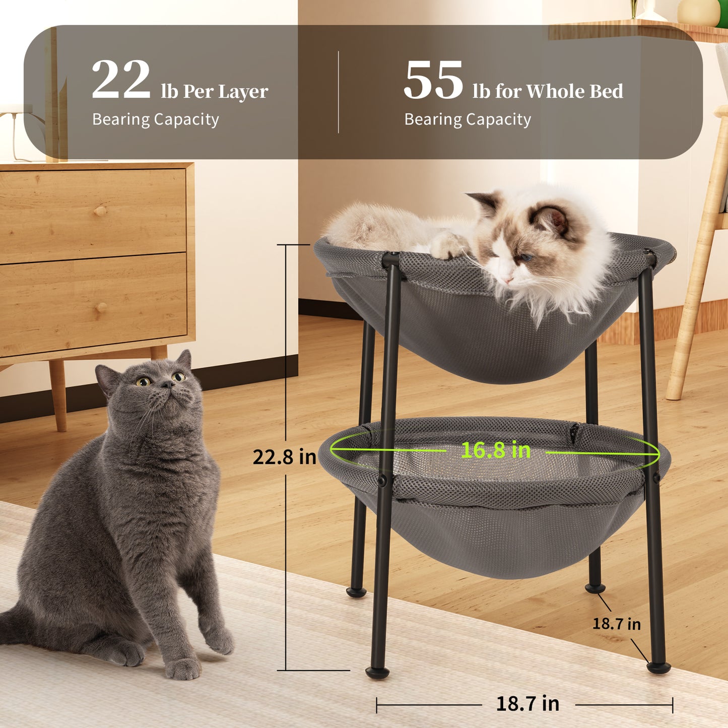 Grey Double Cat Bed