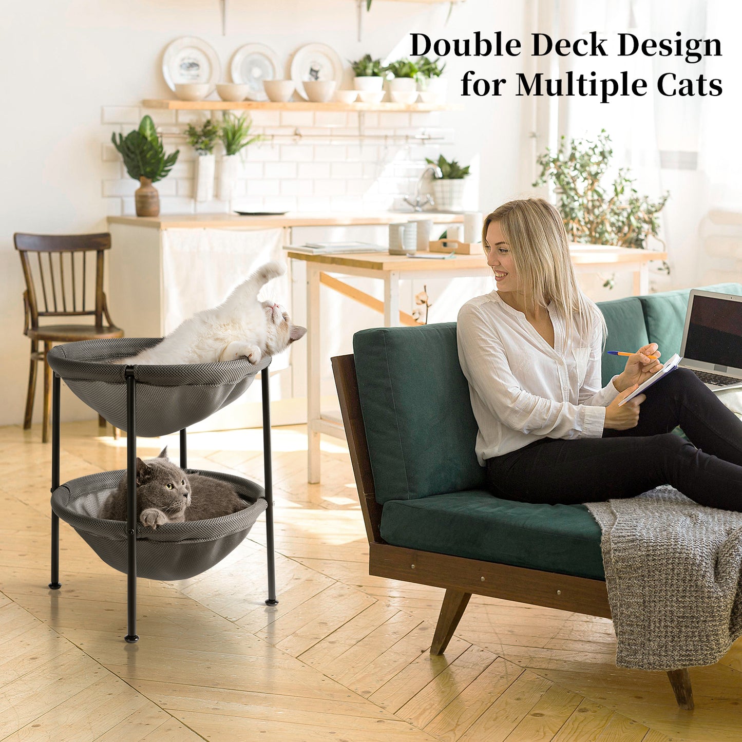 Grey Double Cat Bed