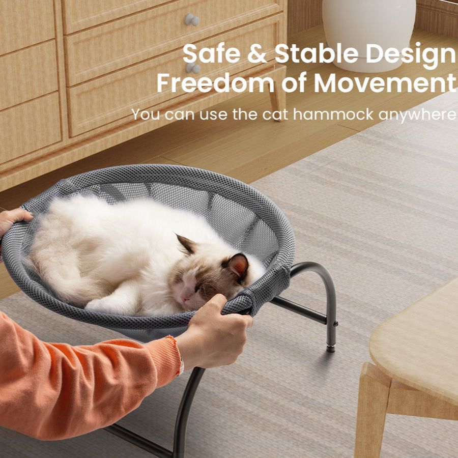Elevated Cat Bed Hammock Whole Wash Stable & Breathable Easy Assembly Indoors Outdoors