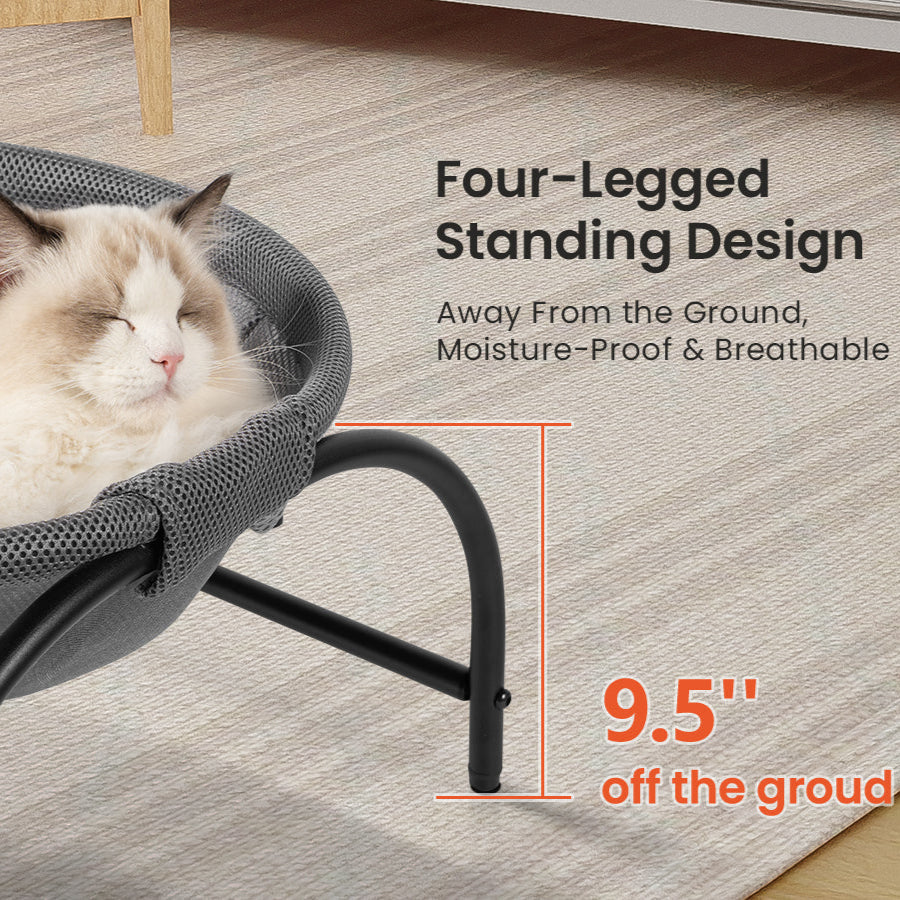 Elevated Cat Bed Hammock Whole Wash Stable & Breathable Easy Assembly Indoors Outdoors