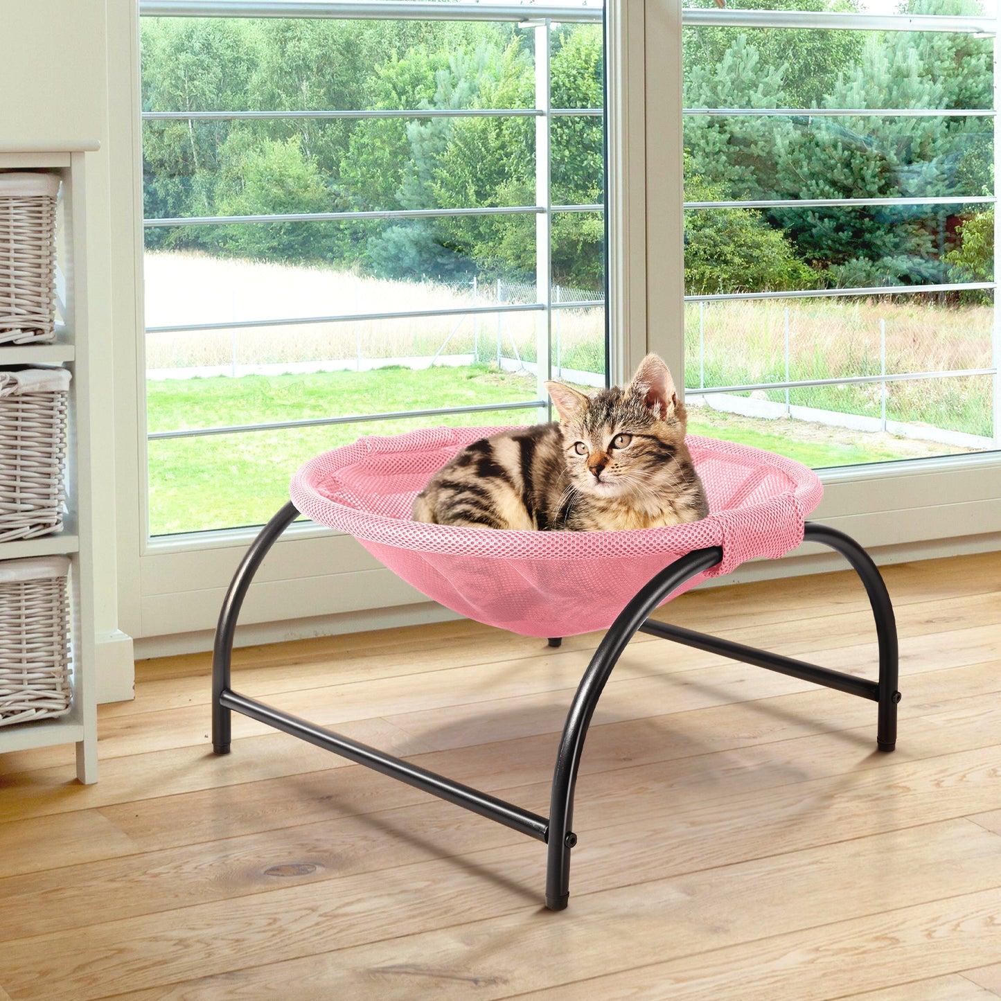 Elevated Cat Bed Hammock Whole Wash Stable & Breathable Easy Assembly Indoors Outdoors