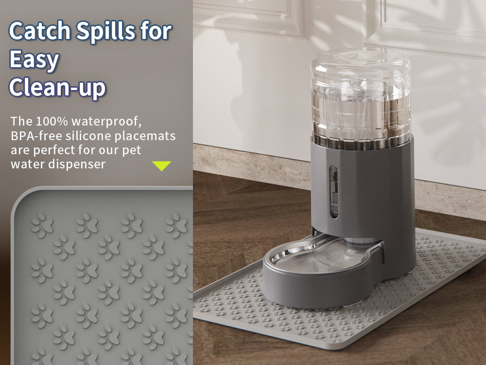 4L Cat Water Dispenser with Placemat and Stainless Steel Bowl