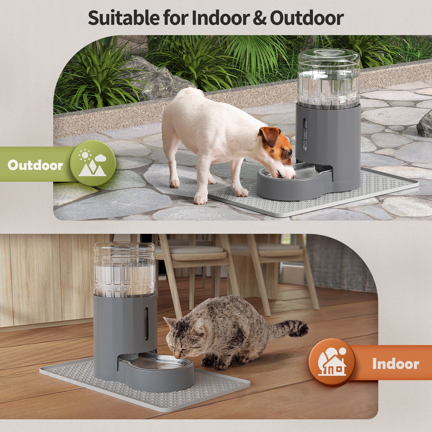 4L Cat Water Dispenser with Placemat and Stainless Steel Bowl