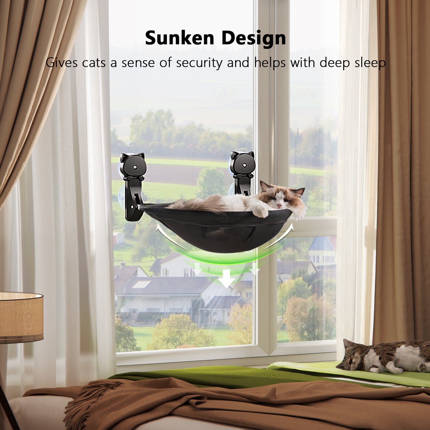 Cat Window Perch, Foldable & Breathable Cat Window Hammock - Maximum Hold Up to 40lb
