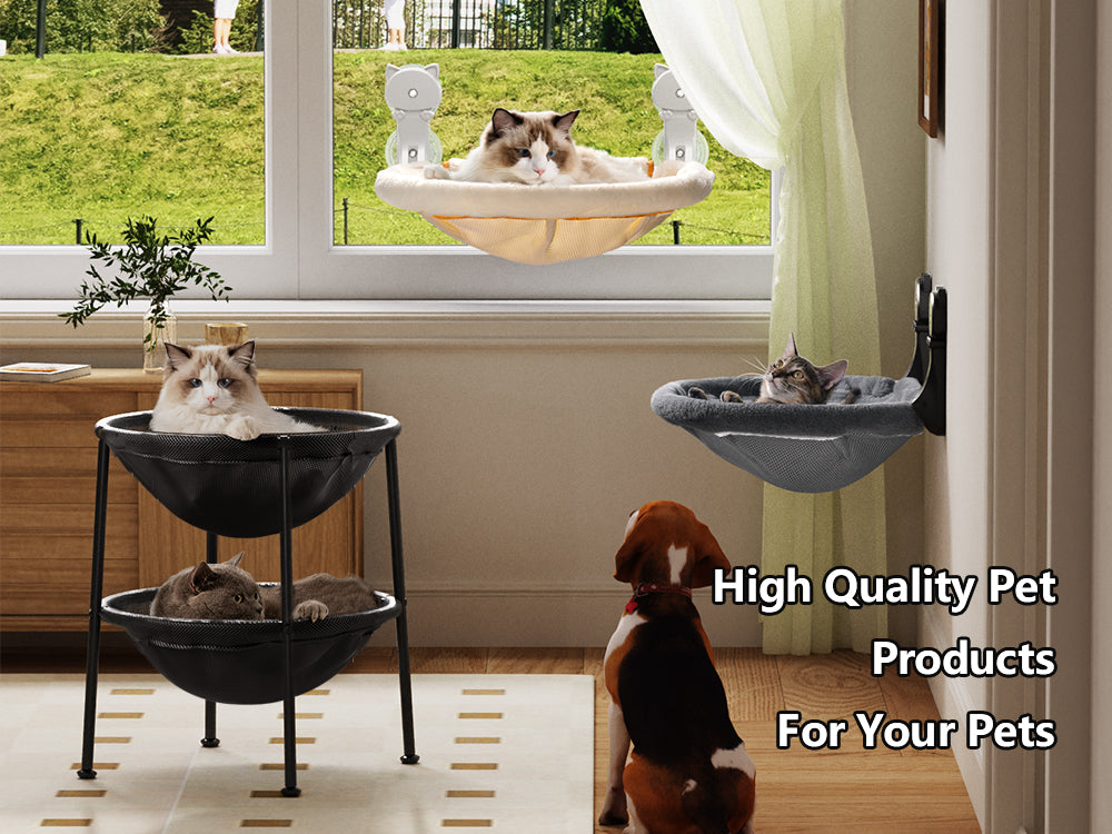 Foldable & Stable Cat Hammocks for Overlooking, Sunbathing and Climbing - Maximum Hold Up to 40lb