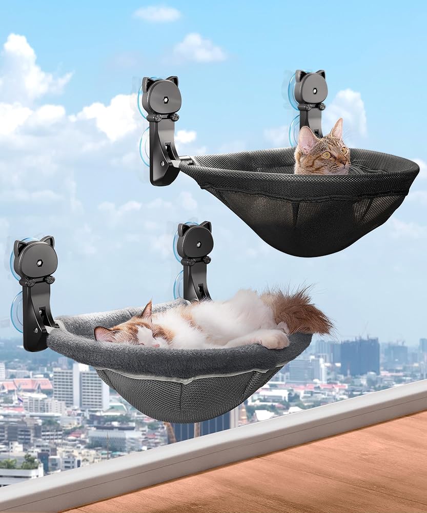 Foldable & Stable Cat Hammocks for Overlooking, Sunbathing and Climbing - Maximum Hold Up to 40lb