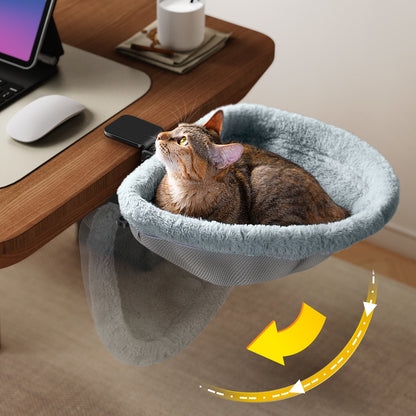 Cat Bed for Desk - Folding, Sunken Design & Space-Saving Semi-Circular Cat Bed