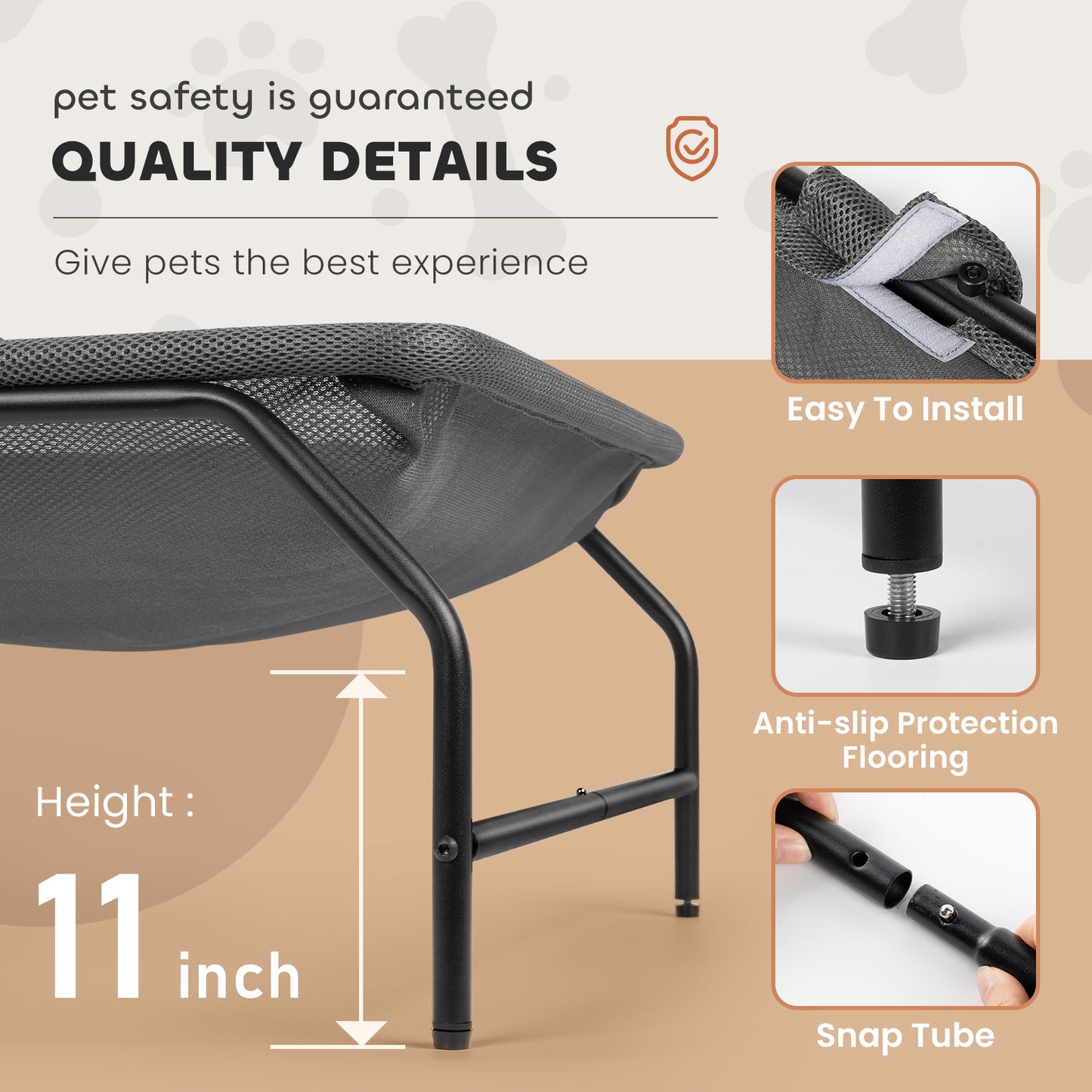 Gray Square Pet Bed [Large]