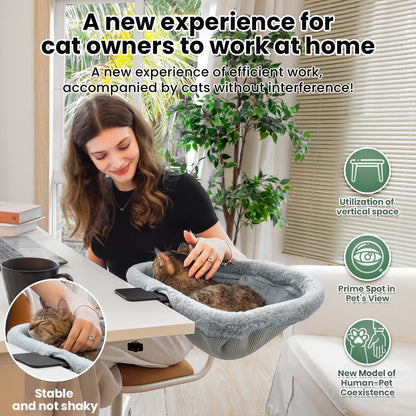 Cat Bed for Desk - Folding, Sunken Design & Space-Saving Semi-Circular Cat Bed