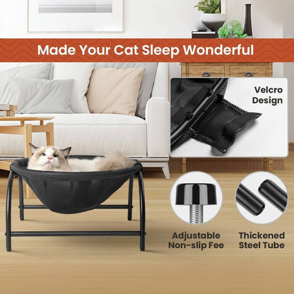 Elevated Cat Bed Hammock Whole Wash Stable & Breathable Easy Assembly Indoors Outdoors