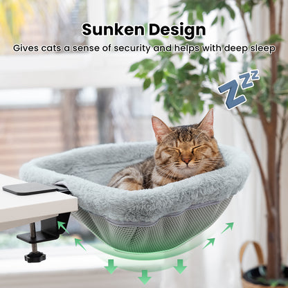 Cat Bed for Desk - Folding, Sunken Design & Space-Saving Semi-Circular Cat Bed