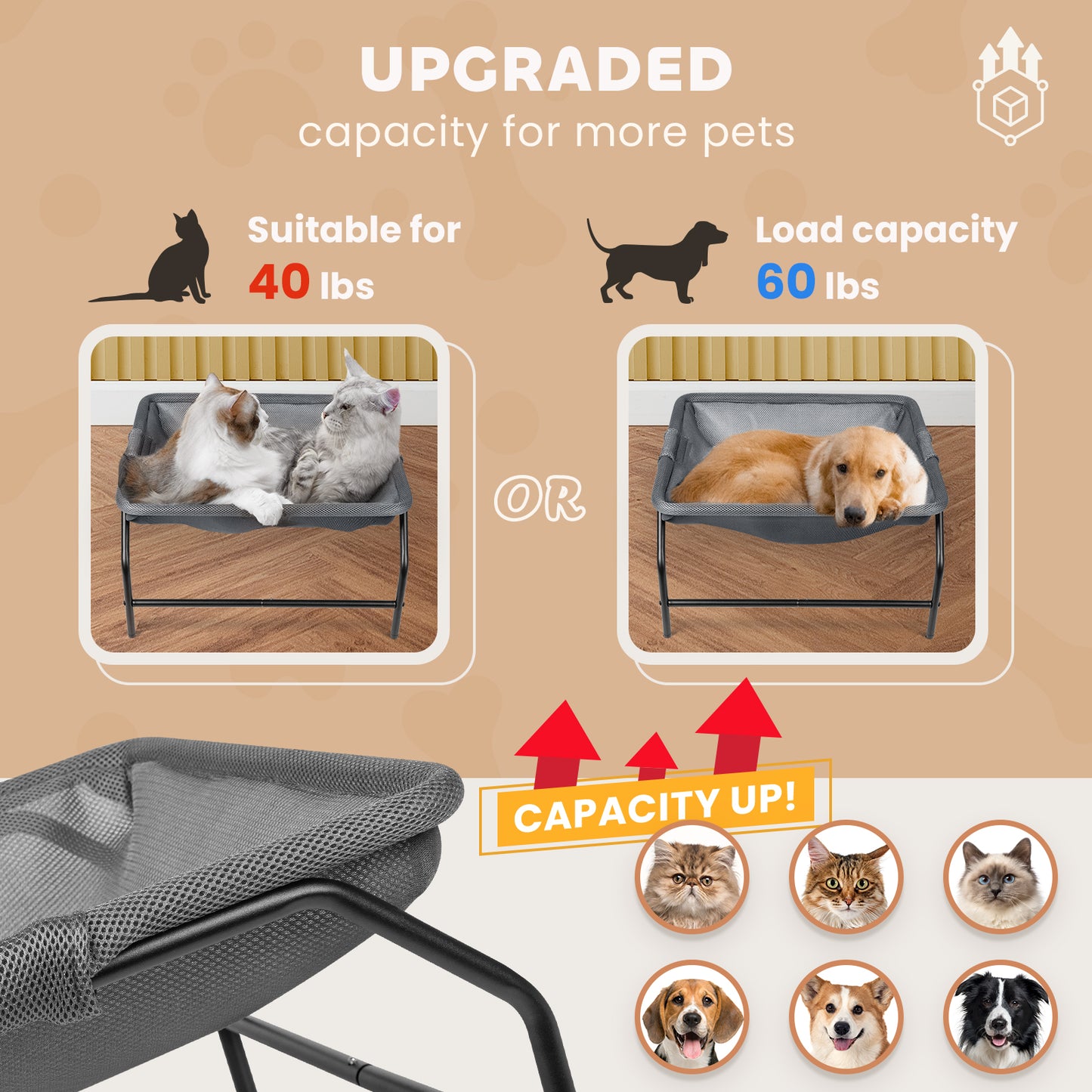Gray Square Pet Bed [Large]
