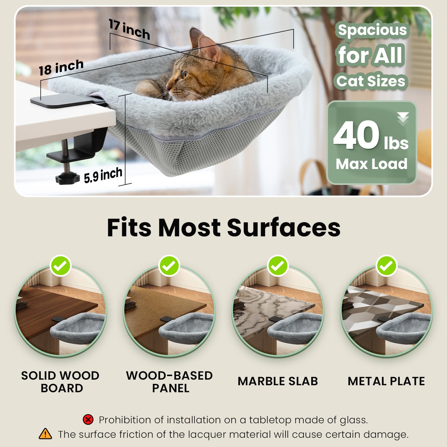 Cat Bed for Desk - Folding, Sunken Design & Space-Saving Semi-Circular Cat Bed