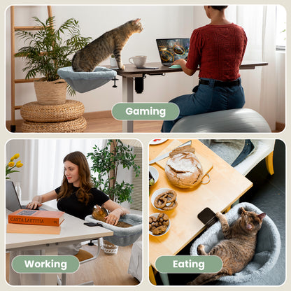 Cat Bed for Desk - Folding, Sunken Design & Space-Saving Semi-Circular Cat Bed