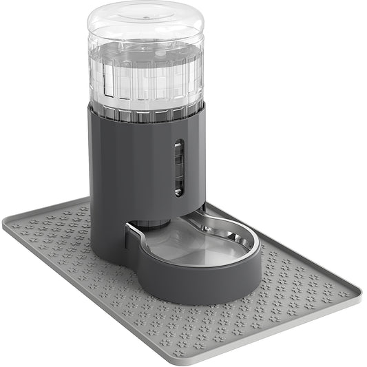 4L Cat Water Dispenser with Placemat and Stainless Steel Bowl
