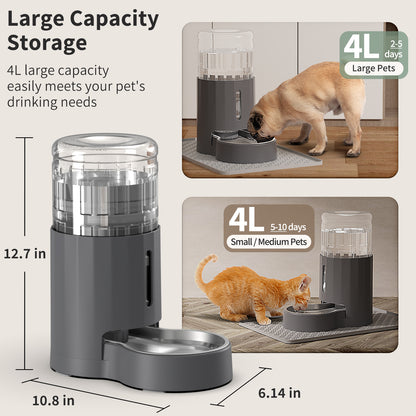 4L Cat Water Dispenser with Placemat and Stainless Steel Bowl
