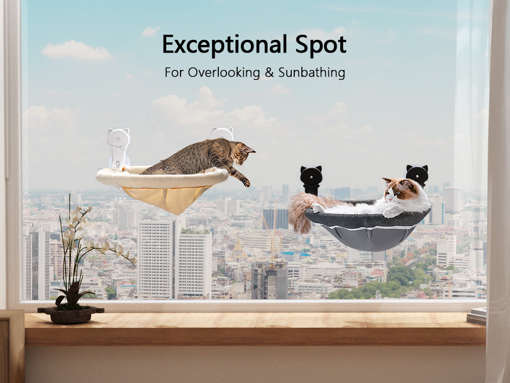 Foldable & Stable Cat Hammocks for Overlooking, Sunbathing and Climbing - Maximum Hold Up to 40lb
