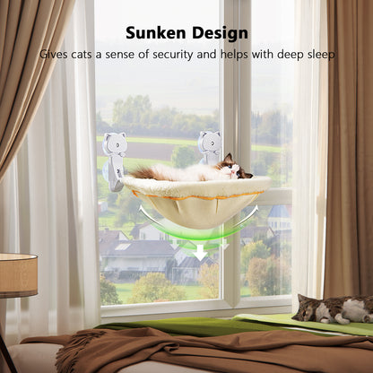 Square Window Cat Hammock, Foldable & Stable Cat Beds- Breathable Cat Window Hammock for Overlooking, Sunbathing and Climbing